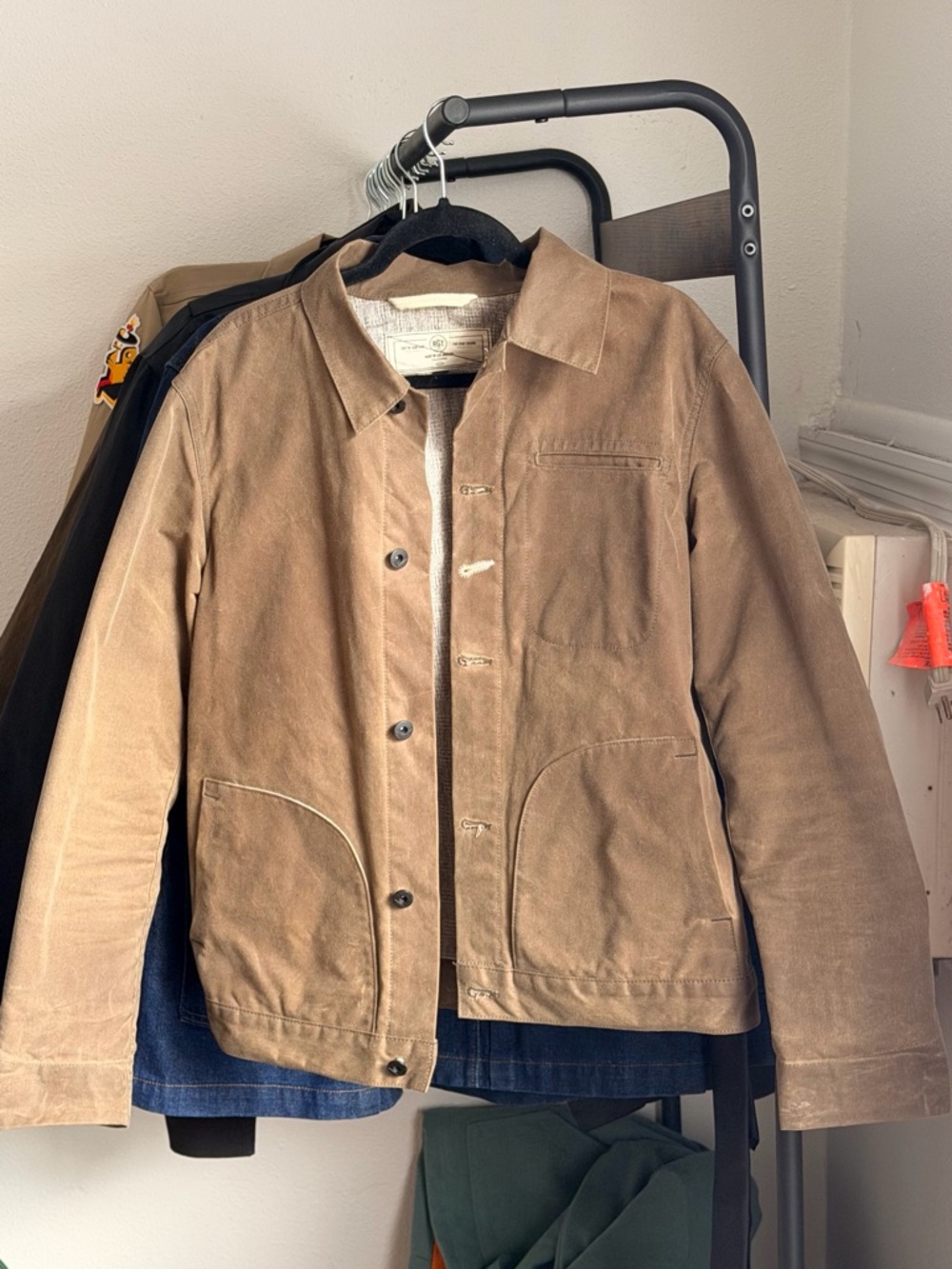 Rogue Territory Waxed Supply Jacket with herringbone cotton lining in Size Large